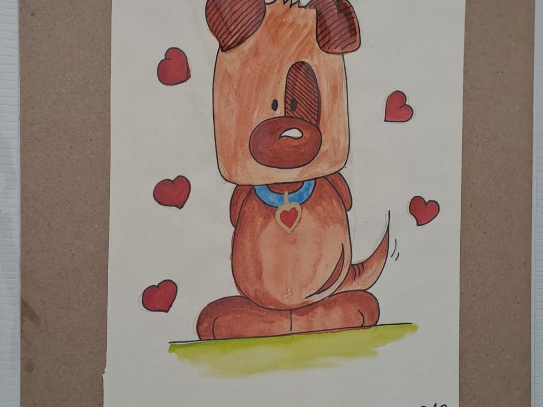 Oeuvre originale - aquarelle - love's dog
